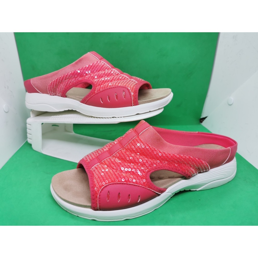 Easy Spirit Women's Traciee 2 Flat Sandal Electric/Coral/Sequins Size 10 Wide